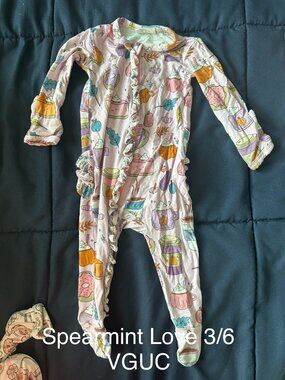 Spearmint love pumpkin spice print pjs 3/6